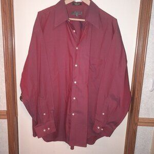 CRAZY HORSE LIZ CLAIBORNE Iridescent Burgandy Button-up Men's Shirt Size 17-1/2